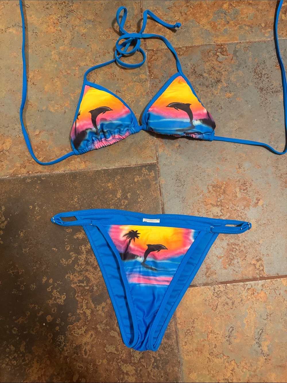 Blue Dolphin Sunset Triangle Bikini Set - Women's Swim